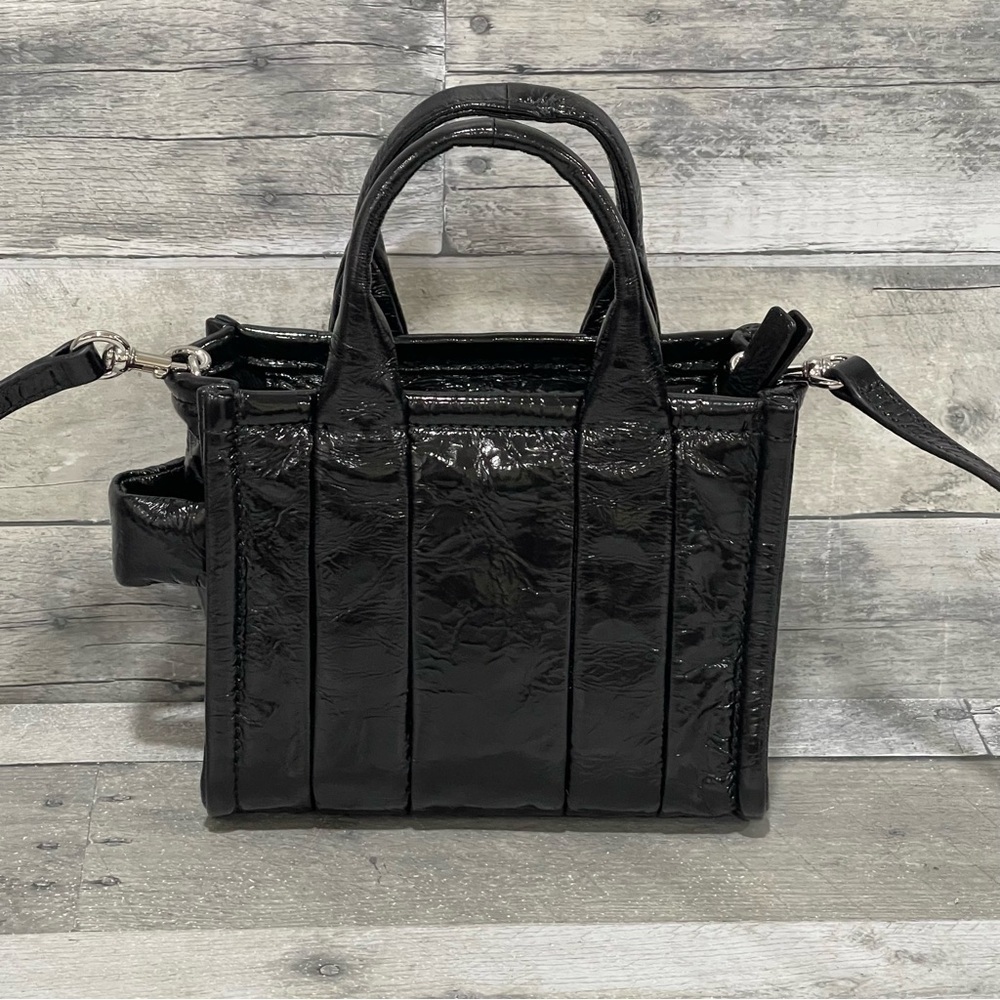 Marc Jacobs The Shiny Crinkle Micro Tote Crossbody Bag - Black - Picture 2 of 9